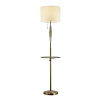 Торшер Latte 5403/1F Odeon Light со столиком usb бежевый 1 лампа, основание бронзовое в стиле классический
